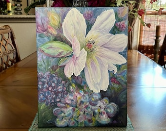 12x16 Original Art, Canvas Painting, Flowers Painting, Floral Painting, Acrylic Painting, Abstract Art, Textured Wall Art, Impressionist Art