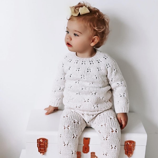 Lot de 3 - Ensemble bébé fille/garçon - Bébé fille - Toute-petite fille - Pantalon pour toute petite fille - Pull - Ensemble bébé garçon - Pull et pantalon - Crème - Jouet pour bébé