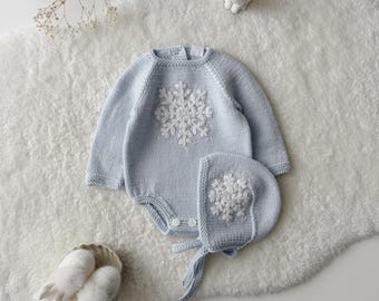 Baby romper and bonnet - 0-3 months - Set of 2 - Long sleeve romper bonnet - Baby boy prop - Photo prop - Baby photo prop - READY TO SHIP