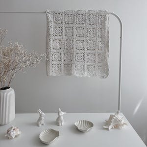 Crochet baby blanket - 100*90 cm blanket - White blanket - Baby blanket - Baby shower gift - New baby gift - Crochet - Natural white