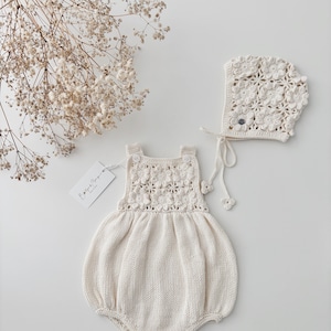 Ensemble de 2 - Baby girl romper - Summer romper - Romper et bonnet set - Romper sans manches - Tenue bébé - Tenue d’été - Bébé fille