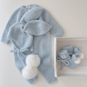 Ensemble lapin - Ensemble lapin - Ensemble lapin - Ensemble bébé garçon - Lapin bébé garçon - Combi-short lapin - Ensemble lapin - Bonnet lapin - Bébé garçon