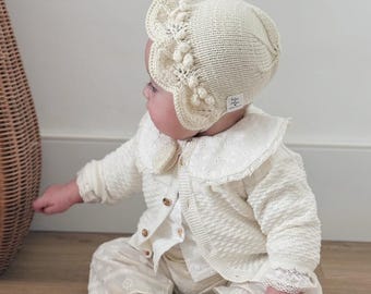 Baby girl bonnet - Baby bonnet girl - Newborn bonnet - Baby girl bonnet - Summer bonnet - Summer girl bonnet - Cream - Photography props