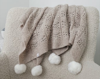 100*90 cm blanket - Beige alpaca blanket - Baby blanket - Baby shower gift - New baby gift - Baby blanket - Blanket with pattern