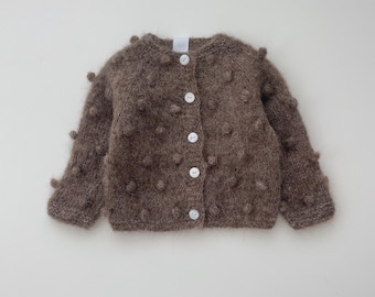 Ready to ship - 3-6 months - Baby cardigan - Sitter baby - Sitter cardigan - Popcorn cardigan - Baby - Photography props -  Brown cardigan