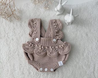 NEWBORN size Merino Baby Romper - Knit Sleeveless Outfit
