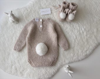 Ready to ship - 0-3 months - Set of 2 - Bunny outfit - Easter outfit - Bunny set - Baby boy outfit - Baby boy bunny - Bunny romper