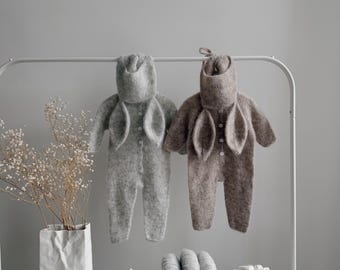 Alpaca Silk Knit Bunny Romper Set – Easter Bonnet and Romper