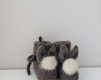 Ready to ship - 0-3 months - Baby bunny booties - Angora booties - Baby girl - Girl booties -  Baby booties - Bunny booties