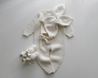 Ready to ship - 3-6 months - Set of 3 - Easter outfit - Bunny set - Baby boy outfit - Baby boy bunny - Bunny romper - Bunny set