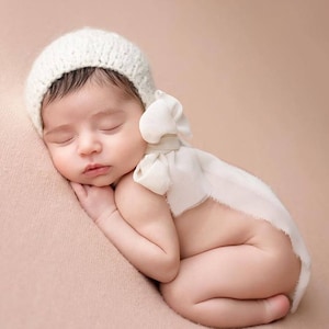 Gorro para niña recién nacida - Gorro para fotomatón - Accesorios para niñera - Gorro para niña - Accesorios para fotomatón - Gorro para niña - Accesorios para fotografía - Accesorios para recién nacido - Crema