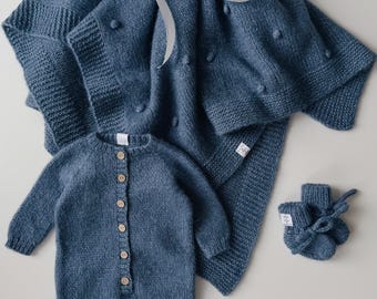 Hospital Baby Set - Alpaca Blanket Long Legs Romper and Booties