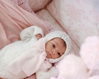 Set of 3 - Sitter romper - Long sleeve romper - Baby girl props - Photo props - Sitter girl - Baby photo prop - Cream baby romper - Baby