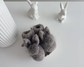Ready to ship - 0-3 months - Baby bunny booties - Angora booties - Baby girl - Girl booties -  Baby booties - Bunny booties