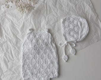 Set of 2 - Baby girl romper - Summer romper - Romper and bonnet set - Sleeveless romper - Baby outfit - Summer outfit - Baby girl
