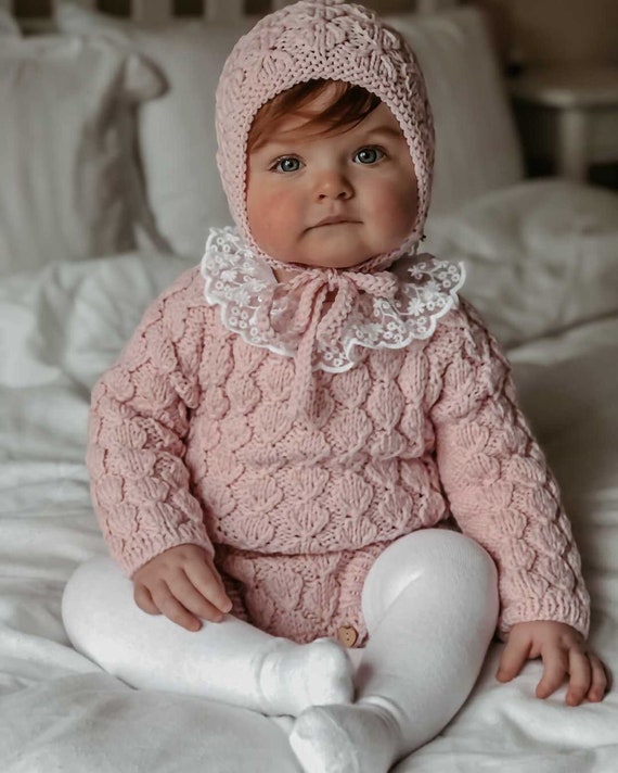 Set of 2 Baby Girl Toddler Girl Toddler Bonnet Sitter Romper Baby Girl Set Romper and Bonnet Pale Pink Romper Set Etsy
