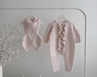 Baby romper and bunny bonnet - Set of 2 - Baby girl outfit - Baby girl outfit - Easter baby girl outfit - Pale pink - Bunny suit