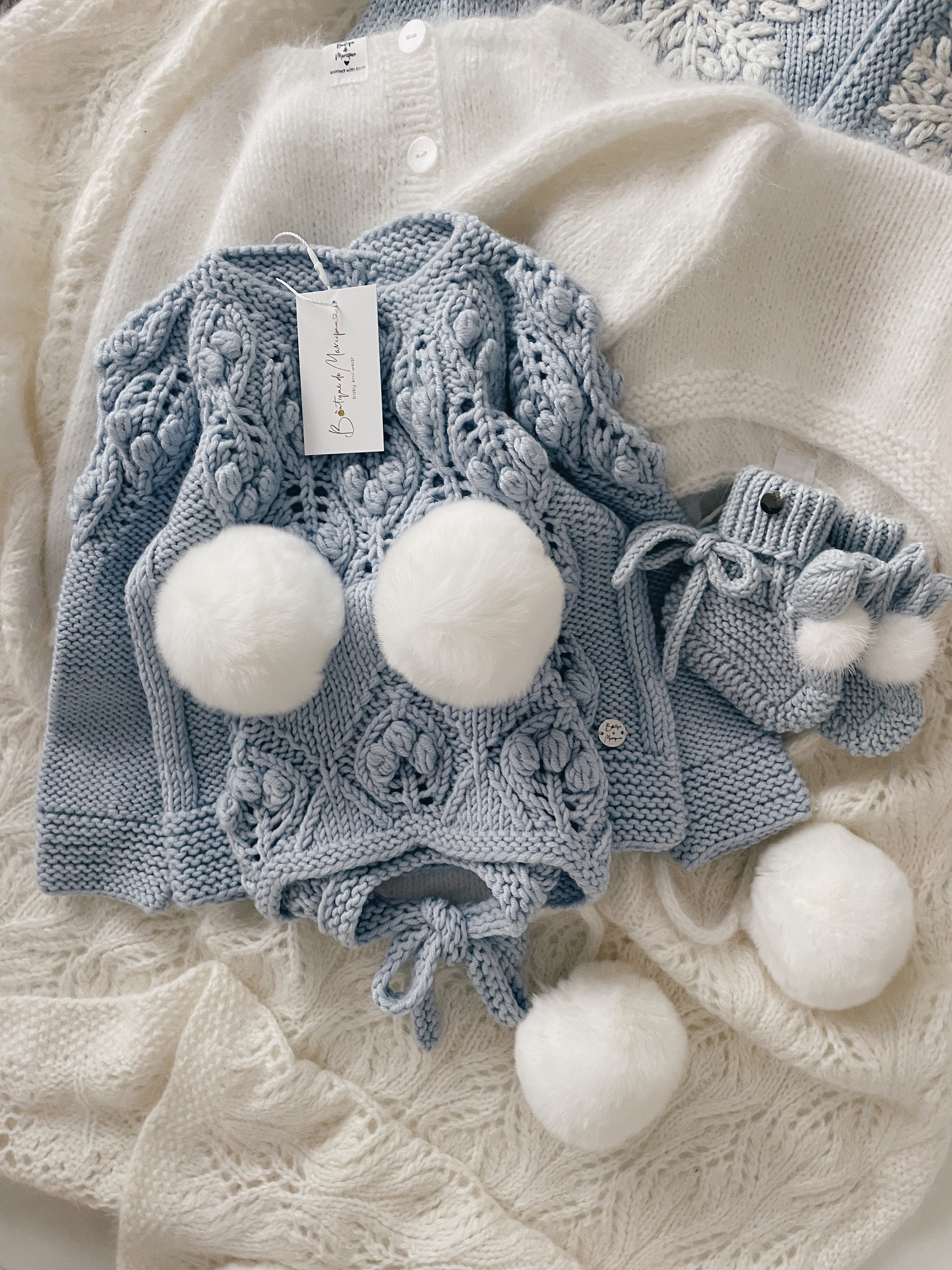 6 9 months Sweater and bonnet set Baby sweater Baby jumper Baby boy Baby boy Merino sweater Blue Toddler sweater