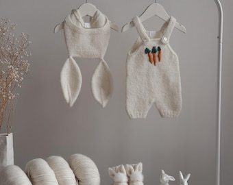Alpaca Knit Bunny Romper Set – Baby Easter Outfit