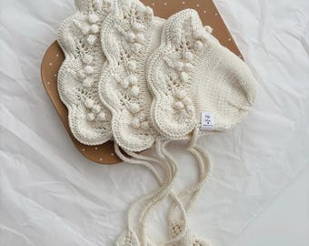 Baby bonnet - Baby girl bonnet - Photo props bonnet - Bonnet for girl - Bonnet with leafs - Photography props - Baby girl - Bonnet for photo