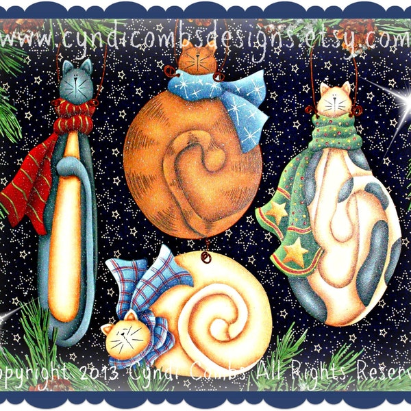 CC122 - Wynter Kitties Ornaments - Painting E Pattern by Cyndi Combs