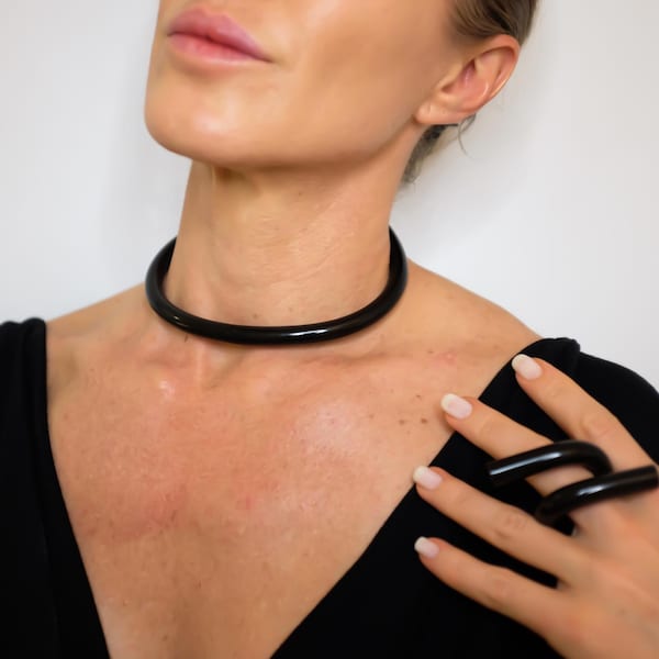 Lucite JOEL Choker Necklace: Lightweight Acrylic Minimalist Jewelry