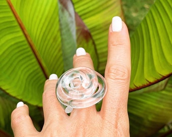 SPIRAL RING, Acrylic ring, Clear Ring, Lucite Acrylic Ring, Lucite Ring, Statement Ring, Contemporary Ring, Birthday Ring, Birthday gift