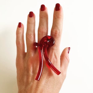 ARIES Zodiac Ring, Astrology Bold Lucite Ring, Aries Statement Ring, Acrylic Red Ring, Aries Gift, Unique Birthday Gift, Cocktail Red Ring