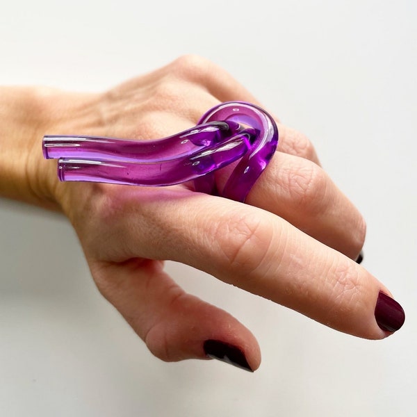 Sagittarius RING, Acrylic Ring, Knot Ring, Statement Ring, Wearable Art, Contemporary Ring, Lucite Ring, Purple Ring, Zodiac Ring, Ring