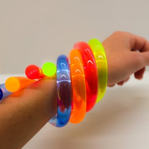 Neon Acrylic Bangle: Fluorescent Lucite Cuff Bracelet
