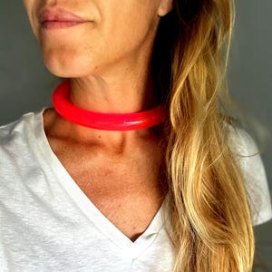 Lucite C CHOKER: 3/4 inch thick Bold Minimalist Acrylic Collar, 6 Colors