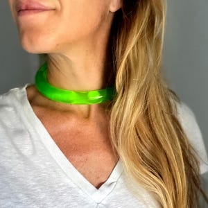 Lucite C Choker: 3/4 inch thick Bold Minimalist Acrylic Collar, 6 Colors