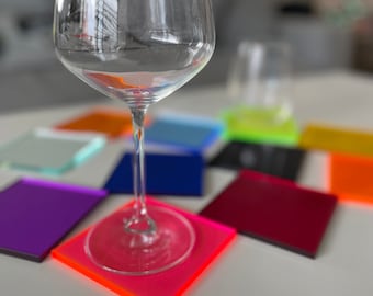 4 CHOFA COASTERS Multicolor Acrylic Coasters, Chofa Home, Lucite Coasters, Acrylic Square Coasters, Contemporary Dining Table Decor