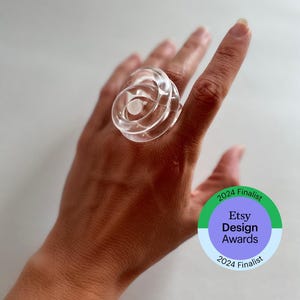 Statement Lucite Knot Ring: Bold Acrylic Jewelry, Handmade in Miami