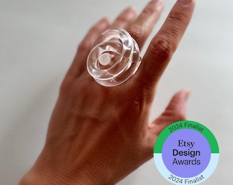 Anillo de nudo de Lucite MONACO: joyería acrílica llamativa, hecha a mano en Miami en todos los tamaños.