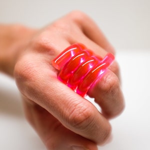 Pink Acrylic Quatro Ring: Handcrafted Statement Jewelry
