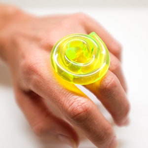 SPIRAL RING, Acrylic ring, Green Ring, Green Acrylic Ring, Neon Ring, Statement Ring, Contemporary Ring, Birthday Ring, Mothers Day, Gifts