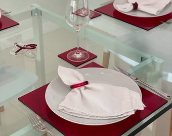 MANTELES INDIVIDUALES de acrílico rojo (juego de 4): Decoración de comedor contemporánea