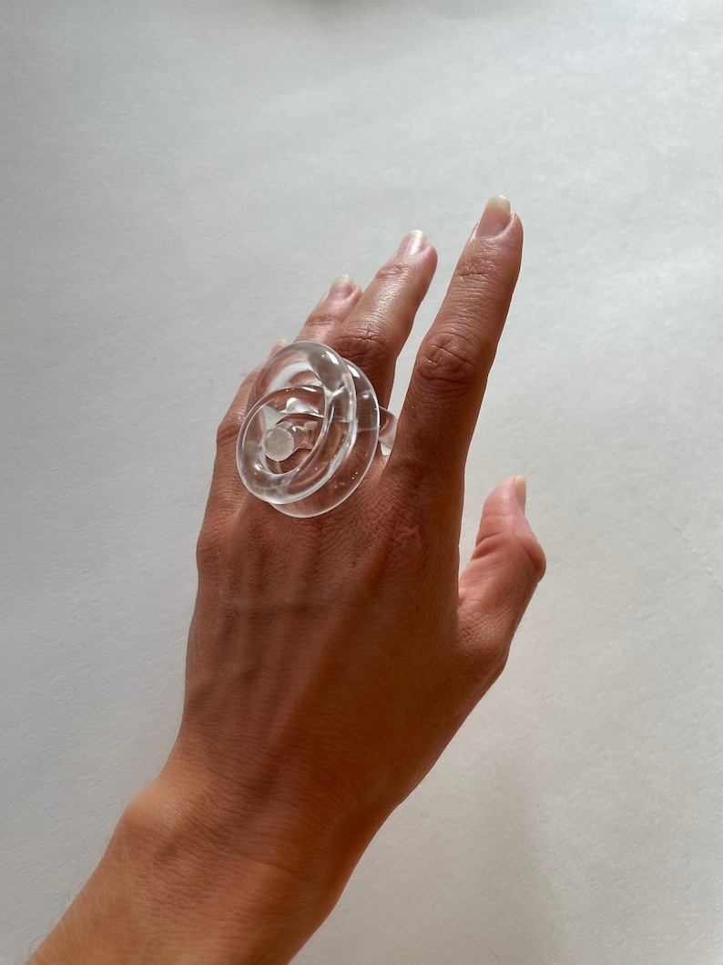 Knot Ring Extra Big, Statement Ring, Transparent Ring, Acrylic Ring, Sculpture Ring, Extra Large Ring image 4