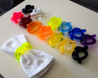 Acrylic Napkin Knot Rings - Set of 4 Lucite Dining Accessories