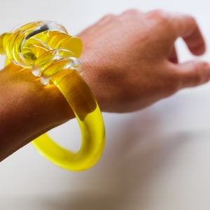 Handcrafted KNOT Yellow Acrylic Bangle Bracelet - Miami Made, Yellow Jewelry