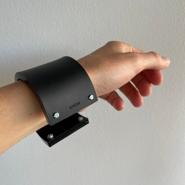 BLACK CARLOTTA CUFF, Cuff Bracelet, Acrylic Cuff, Black Cuff, Black Cuff, Black Matte Bracelet, Acrylic Cuff, Statement Cuff, Birthday Gift