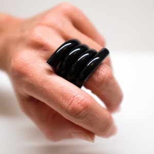 Black Acrylic Quatro Ring: Handcrafted Contemporary Statement Ring