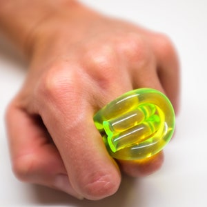 BELT LUCITE RING, Acrylic Ring, Neon Green Ring, Lucite Ring, Knot Ring, Belt Ring, Bold Ring, Wearable Art Ring, Contemporary Ring