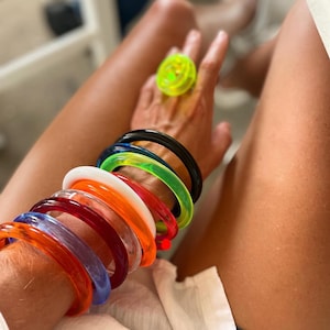 Handcrafted Clear Lucite Bangle: Thin Acrylic Bracelet