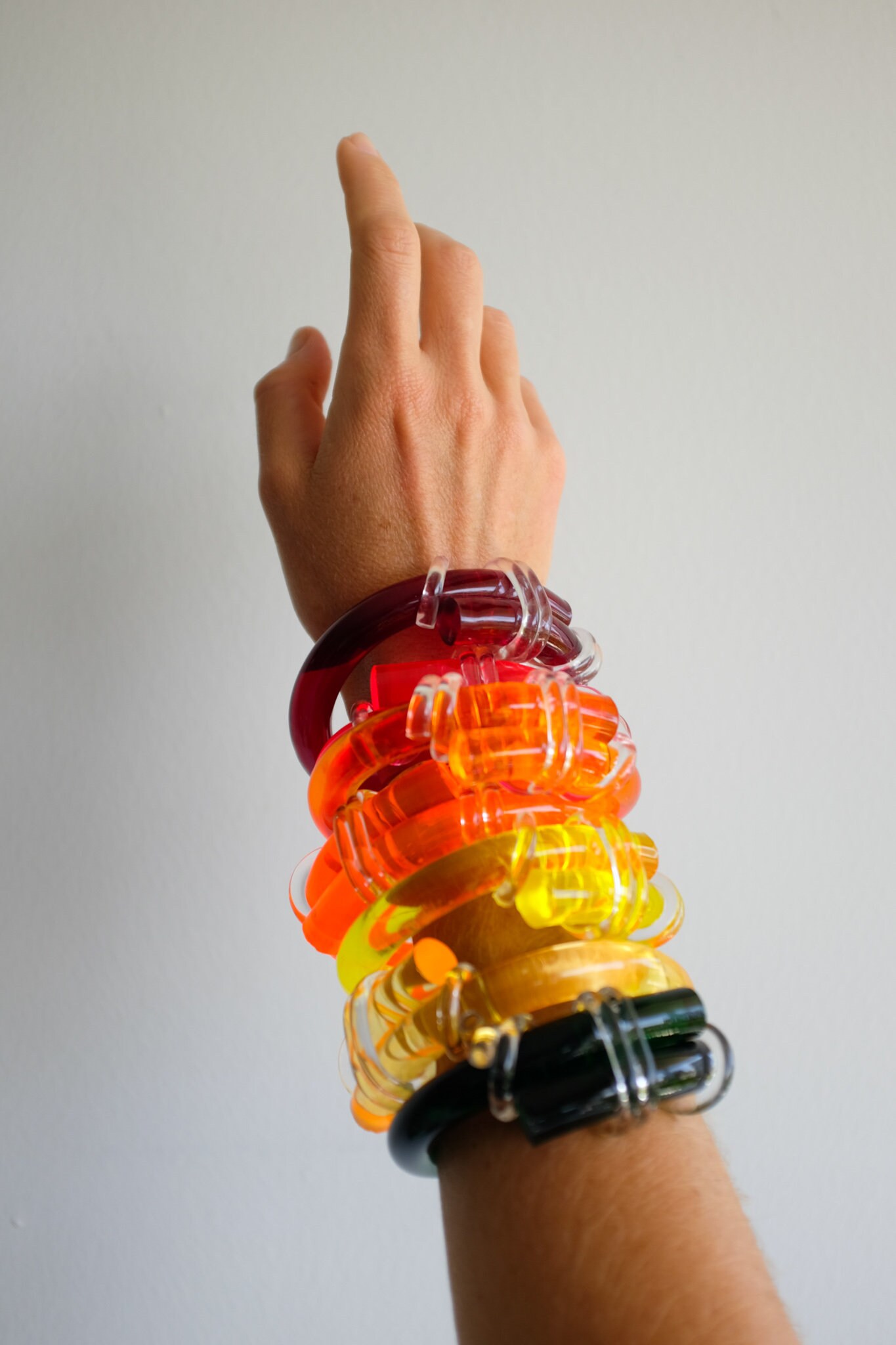Bracelet Jonc Translucide Acrylique - Effet Paillettes - Sans Fermoir - Fille