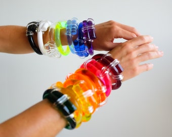 Pulsera de nudo Nudo, pulsera de lucita acrílica colorida, joyería Chofa