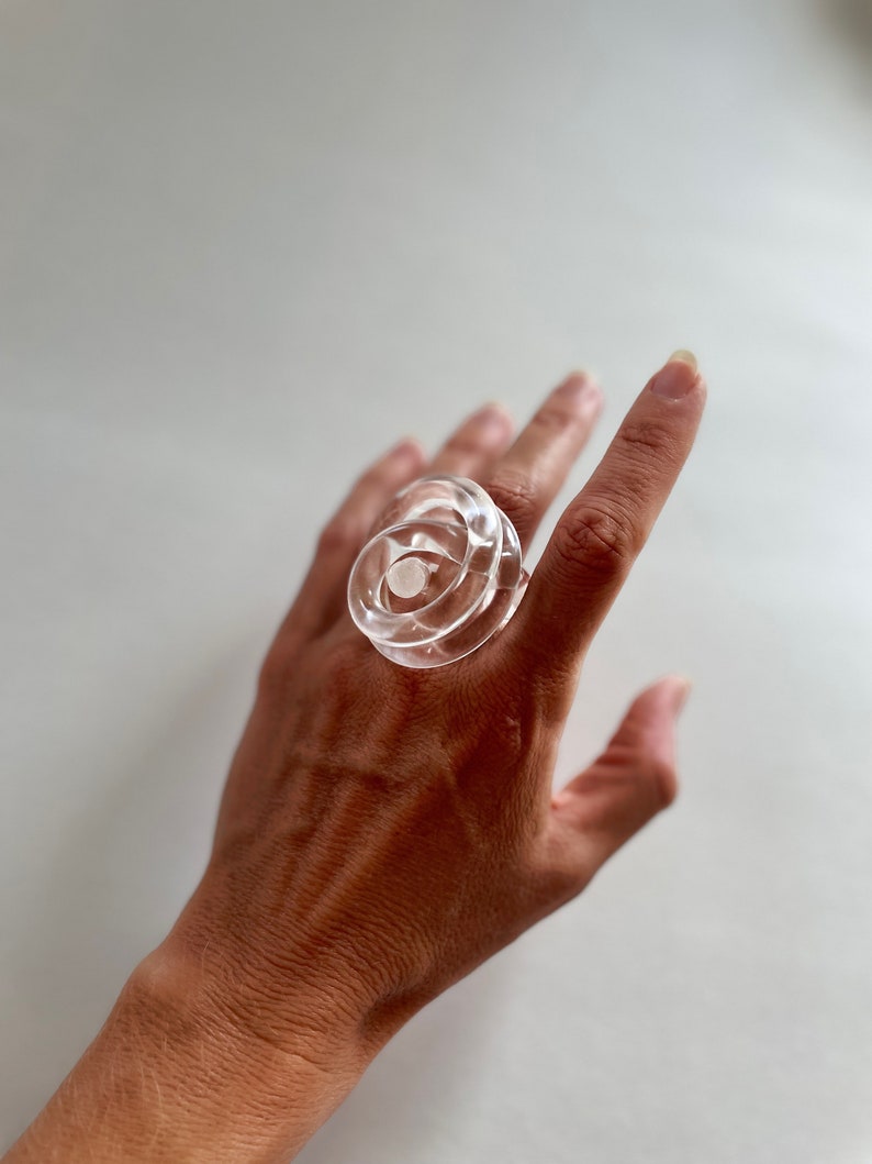 Knot Ring Extra Big, Statement Ring, Transparent Ring, Acrylic Ring, Sculpture Ring, Extra Large Ring image 2