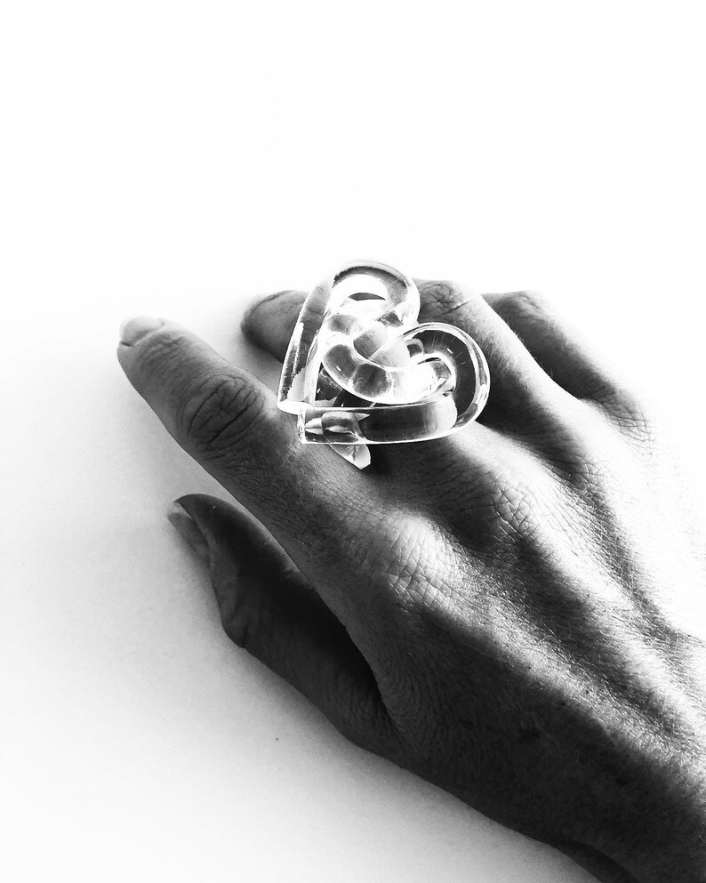 THE HEART RING Acrylic Ring Acrylic Knot Ring Statement Etsy