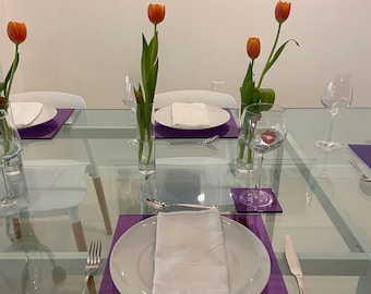 MANTELES INDIVIDUALES de acrílico morado (juego de 4): Decoración de mesa contemporánea